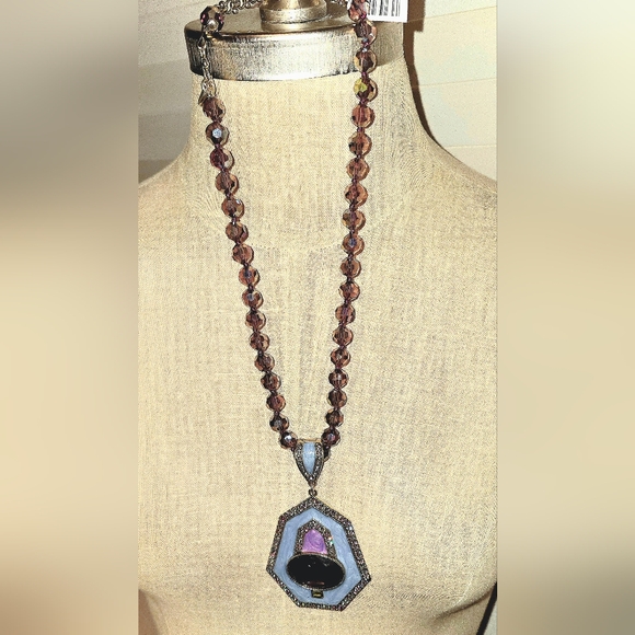 Heidi Daus Well connected beaded/enamel necklace, crystal enhancer pendant new! - Picture 4 of 16